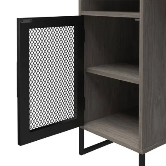 Pacer Single Pedestal Computer Desk Gray Oak - Room & Joy image {7}