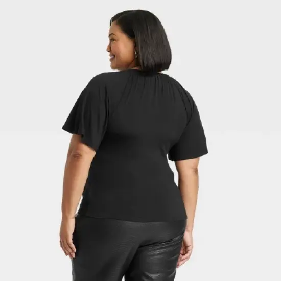 Women's Flutter Short Sleeve Cinched Knit Top - Ava & Viv&trade; image {1}