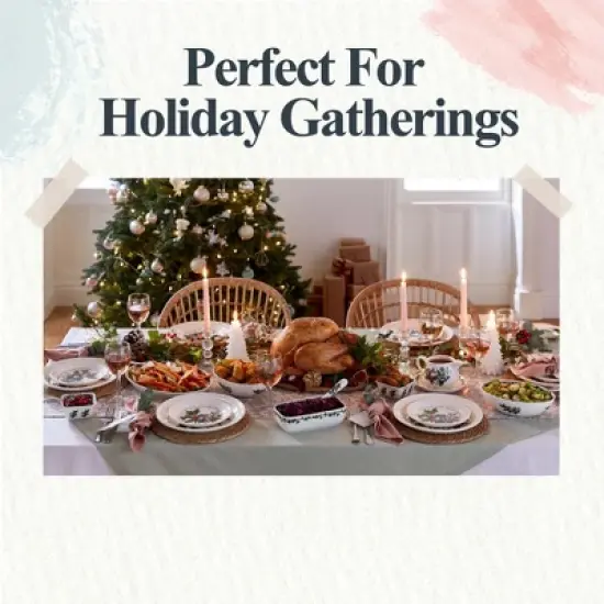 Portmeirion The Holly and The Ivy 8-inch Christmas Salad Plates (Set of 6) - Festive Tableware, Holly Motif, Microwave, Dishwasher, Freezer, Oven Safe image {5}