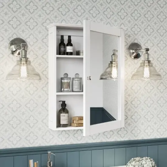 Ashland Bathroom Storage Medicine Cabinet Mirror without Open Shelf White - RiverRidge Home image {1}