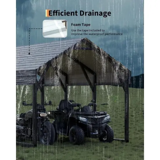 Acekool Heavy Duty Metal Carport, Permanent Steel Shelter for Boat Truck Tractor image {3}