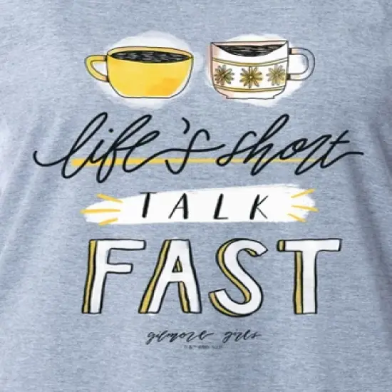 Gilmore Girls Womens' Coffee Life's Short Nightgown Sleep Pajama Shirt Grey image {2}