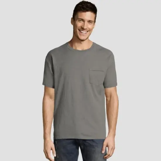 Hanes Men's Short Sleeve 1901 Garment Dyed Pocket T-Shirt image {4}