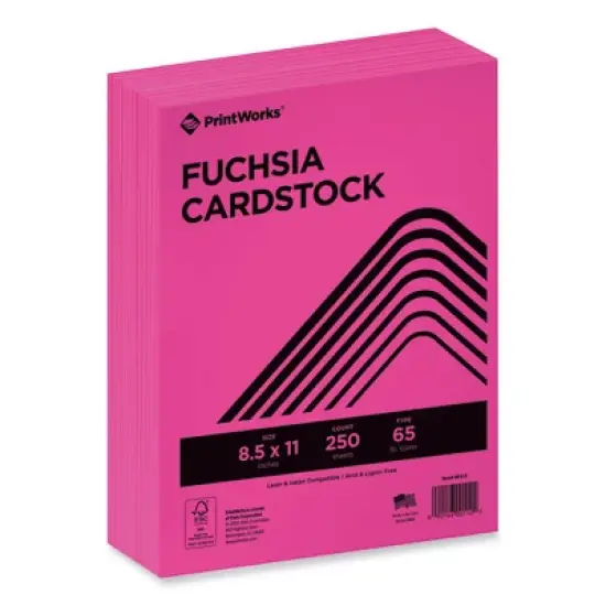 PrintWorks Professional Color Cardstock, 65 lb Cover Weight, 8.5 x 11, Fuchsia, 250/Ream image {4}