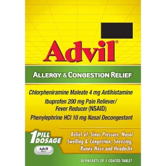 Advil Allergy and Congestion Relief 50 Coated Tablets image {8}