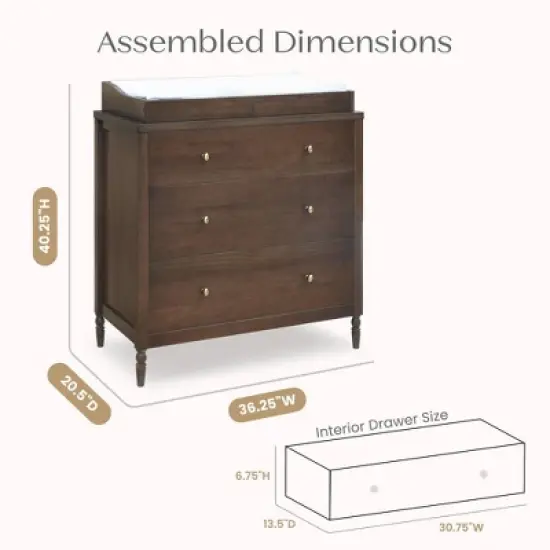 Delta Children Serena 3 Drawer Dresser with Changing Top image {8}