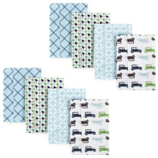 Hudson Baby Infant Boy Cotton Flannel Burp Cloths 8pk, Antique Cars, One Size image {1}
