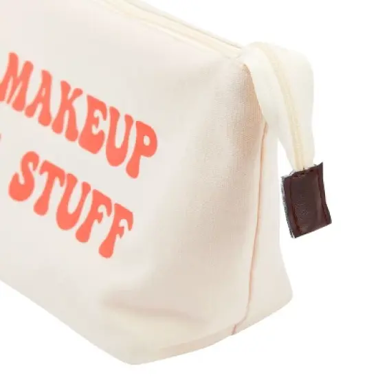 6 Pack Small Canvas Makeup Bags with Zipper for Women, 3 Designs (White, 8 x 4 x 6 In) image {5}