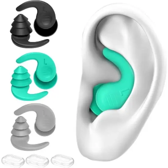 Swimming Ear Plugs for Adults,3 Pairs Waterproof Reusable Silicone Swim Earplugs for Swimming Surfing Snorkeling Showering image {6}