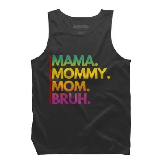 Men's Design By Humans Mother's Day Mama Mommy Mom Bruh Rainbow Text By punsalan Tank Top image {3}