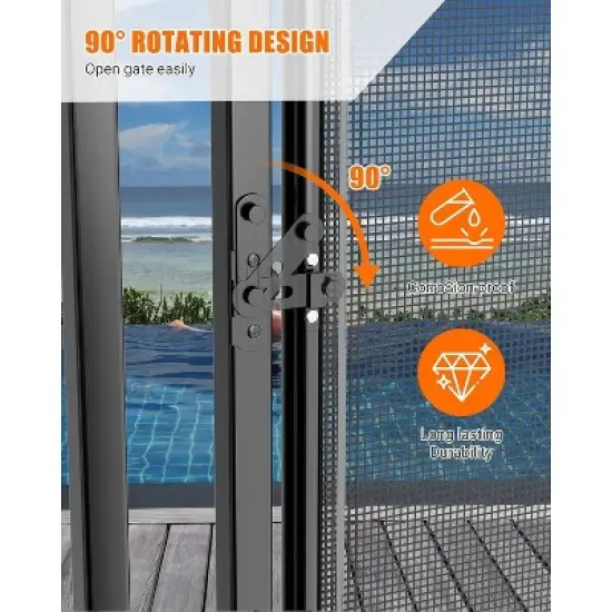 Inground Pool Fence Gate with Stainless Steel Lock, Durable 340 GMS Teslin PVC Mesh, Easy DIY Installation, Secure Barrier for Backyard Pools image {3}