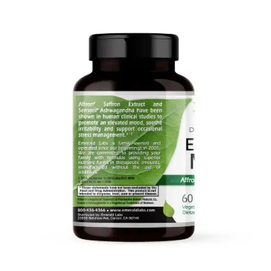 Emerald Labs Elevated - Saffron & Sensoril Ashwagandha Supplement - 60 Vegetable Capsules image {2}