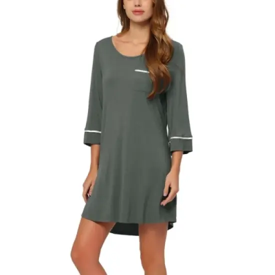 Allegra K Women's Lounge Dress Pajamas Soft Long Sleeve Mini Sleepwear Nightgown image {10}