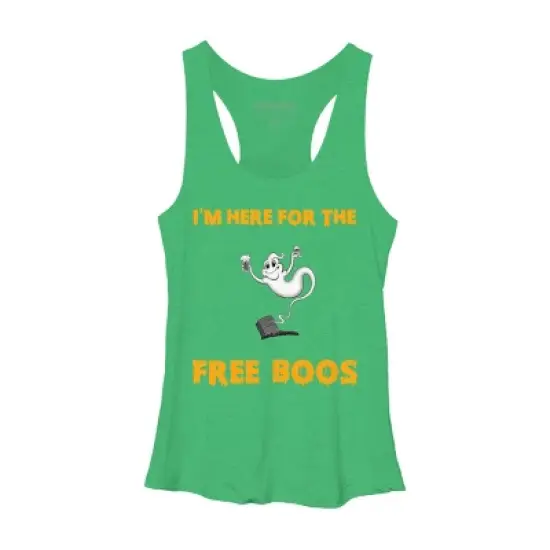 Women's Design By Humans I'm Here For The Free Boos Funny Halloween Ghost Shirt By Galvanized Racerback Tank Top image {9}