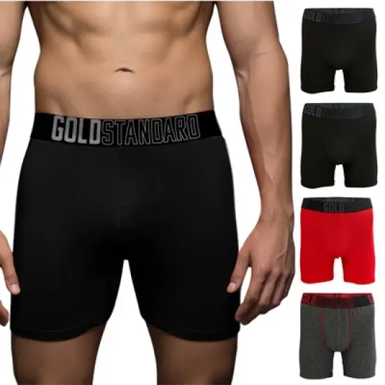 Gold Standard Mens 4-Pack Performance Boxer Briefs Athletic Underwear image {6}