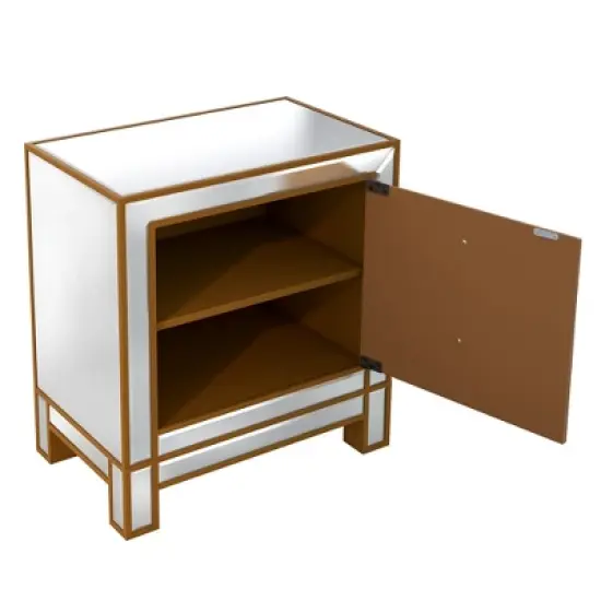 Modern Mirrored Nightstand With 1 Door, Silver - ModernLuxe image {4}