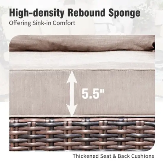 Captiva Designs 6pc Oversized Patio Outdoor Wicker Furniture Conversation Sofa Set with Coffee Table for Garden Yard Porch image {6}