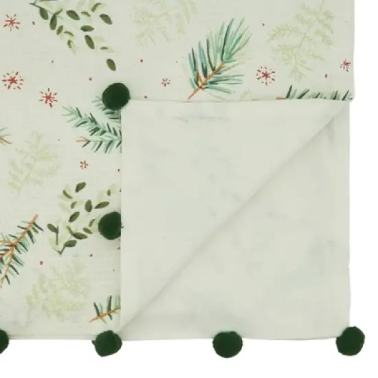Saro Lifestyle Dining Table Runner With Christmas Foliage Design, Green, 16" x 72" image {1}