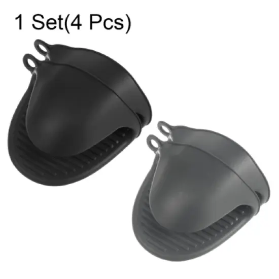 Unique Bargains Heat Resistant Kitchen Utensil Sets Silicone Oven Mitts 4 Pcs image {2}