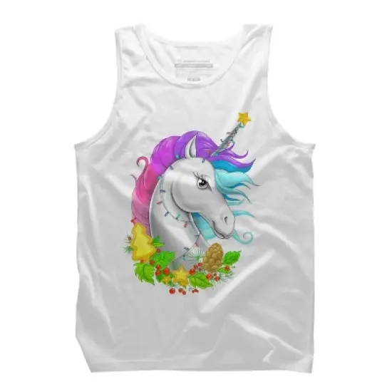 Men's Design By Humans Christmas unicorn By NikKor Tank Top image {6}