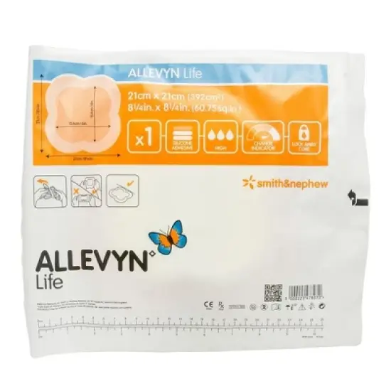 Smith & Nephew 66801070 Allevyn Life Dressing 8 1/4 in. X 8 1/4 in. (Each) image {2}