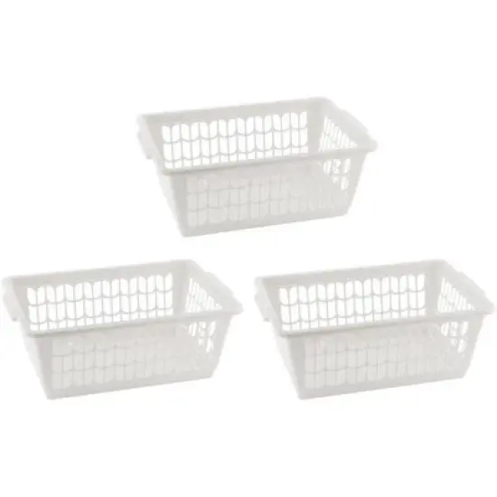 YBM HOME Plastic Perforated Storage Basket Bin Office Drawer, Shelf Desktop Countertop Tray Organizer, Pack of 3 image {8}