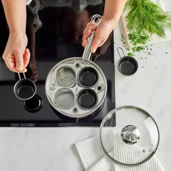 Demeyere Resto 4-cup Stainless Steel Egg Poacher Set image {8}