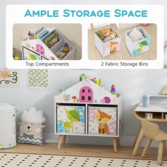 Costway Kids Dollhouse Bookshelf Toddler Book & Toy Storage Display Organizer Ideal Gift image {6}
