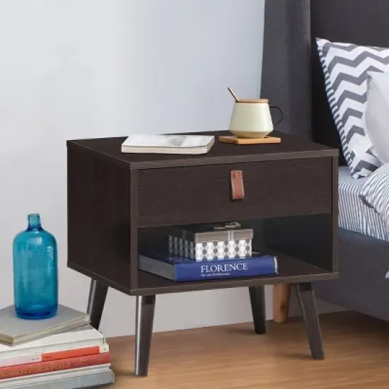 Costway Set of 2 Nightstand Sofa Side End BedsideTable Drawer image {3}