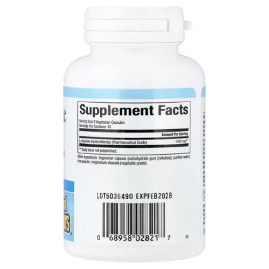 Natural Factors L-Arginine, 500 mg, 90 Vegetarian Capsules image {1}