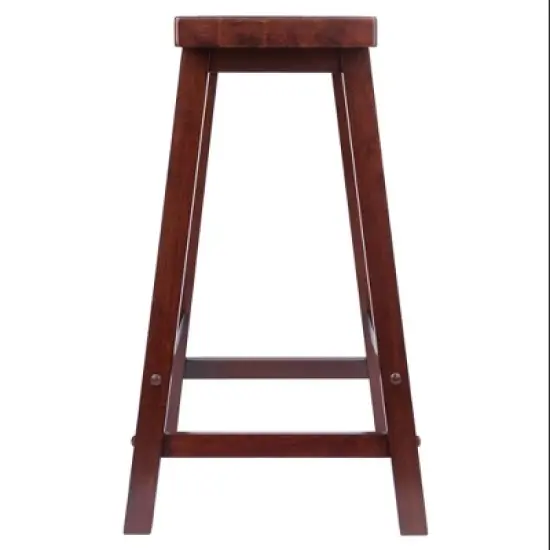 3pc 24" Lynnwood High Drop Leaf Counter Height Extendable Dining Table Set with Saddle Seat Stool Walnut - Winsome image {13}