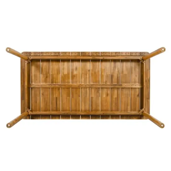 67'' Outdoor Acacia Wood Dining Table with Slatted Top,Weather-Resistant Patio Table for Deck or Backyard-The Pop Home image {6}