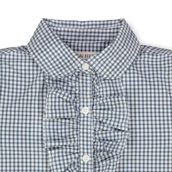 Hope & Henry Girls' Ruffle Front Shirt with Puff Sleeves, Toddler image {1}