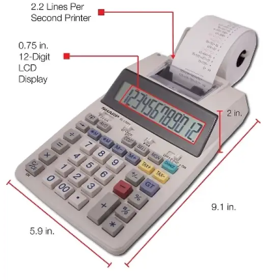 Sharp EL-1750V Two-Color Printing Calculator Black/Red Print 2 Lines/Sec EL1750V image {2}