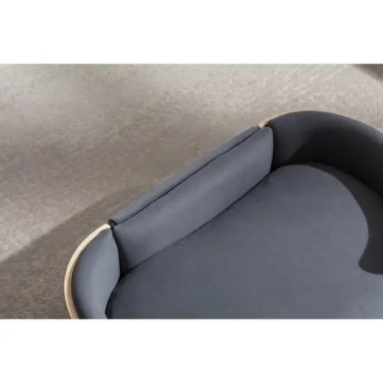 Bulldog 26.4" Width Small Dog Beds With Removable Washable Cover, Velvet Cushion With Solid Wood legs and Bent Wood Back-The Pop Maison image {7}