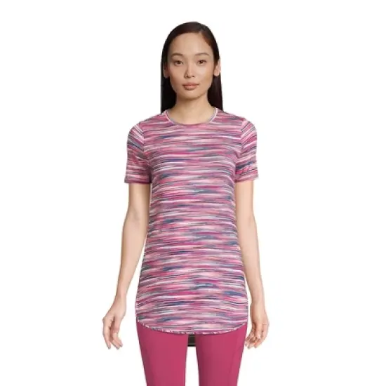 Lands' End Women's Moisture Wicking UPF Sun Short Sleeve Curved Hem Tunic Top-Print image {8}