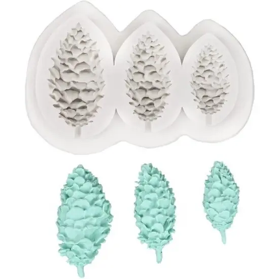 O'Creme Pine Cones Silicone Fondant Mold - 4" x 3" - White image {4}