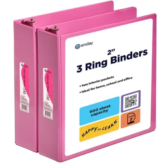 3 Inch Binder (2 Pack) Pink and Purple 3 Ring Binder 3 inch, Three Ring Binder, 3 inch 3 Ring Binder, Clear View Cover with 2 Inside Pockets image {7}