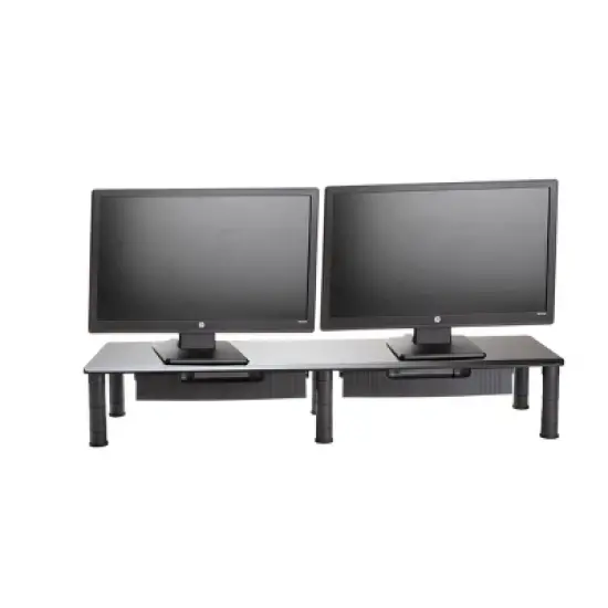 Mind Reader Large Dual Monitor Stand with Storage Riser Black image {8}