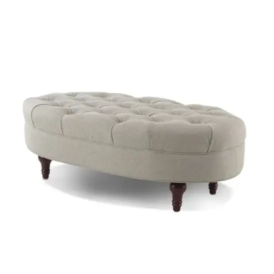 Jennifer Taylor Home Petra Tufted Oval Accent Bench, Taupe Polyester image {4}
