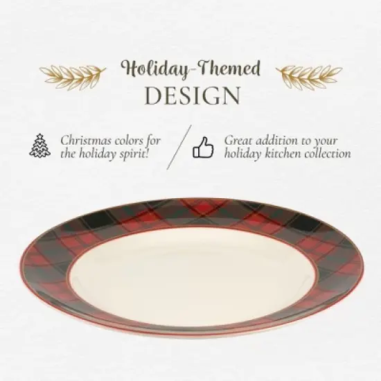 Spode Christmas Tree Tartan Dinner Plate, 10.5-Inch, Christmas Dishes with Tartan Plaid Border, Fine Earthenware, Microwave and Dishwasher Safe image {2}
