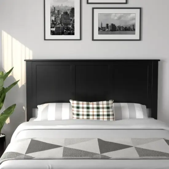 Costway Full Wood Headboard Flat Panel Pre-drilled Holes Height Adjustment image {1}