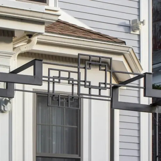 Achla Designs 95.5" Elegant Handcrafted Square-on-Square Iron Garden Arbor Graphite Powder Coated Finish image {5}