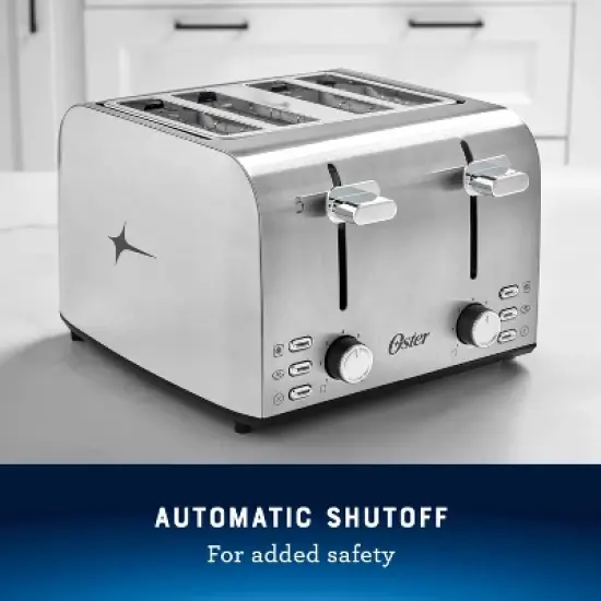 Oster 4-Slice Toaster Stainless Steel With Extra-Wide Slots: Bagel & Reheat Functions, 1560W, Spot Clean, Silver image {5}
