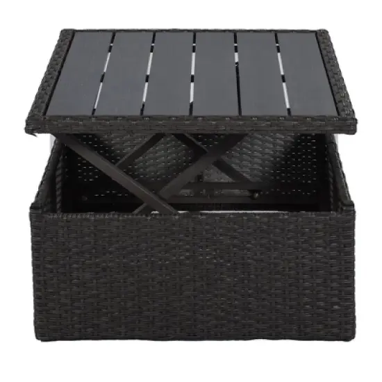 4pc Outdoor Wicker Rectangle Daybed with Canopy & Cushions - Gray - GODEER image {15}