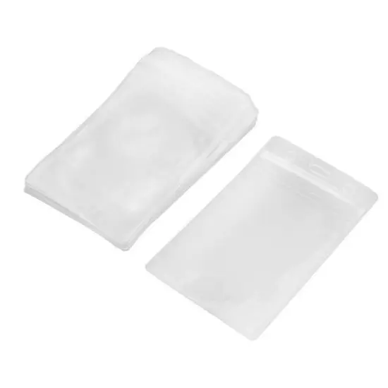 Unique Bargains 10 Pcs Transparent PVC Vertical ID Card Badge Holders image {3}