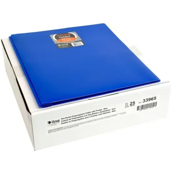 C-Line 2-Pocket Poly Portfolio with Prongs, Blue, Pack of 25 image {2}