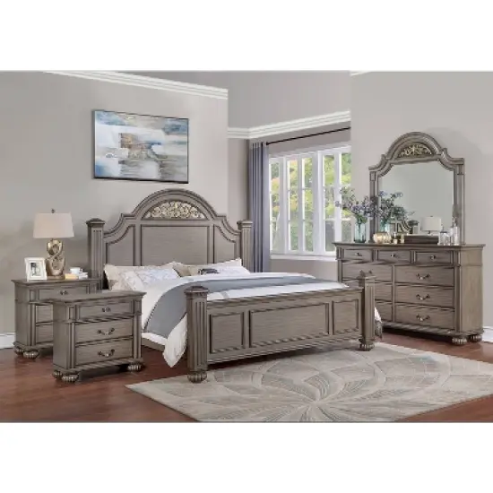 5pc Pennings Traditional Bedroom Set Gray - HOMES: Inside + Out image {1}