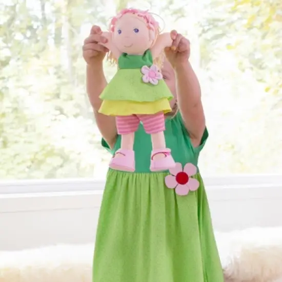 HABA Mali 12" Soft Doll with Blonde Hair, Blue Eyes and Embroidered Face image {2}