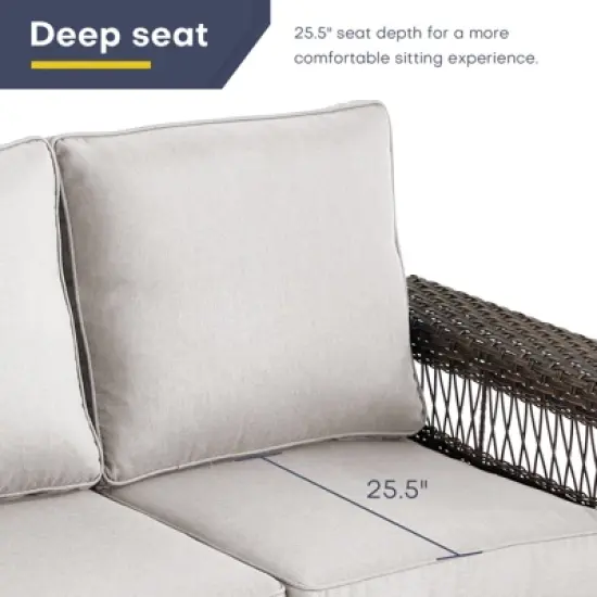 Belord 6 Piece All Weather Wicker Patio Furniture Set, Outdoor Conversation Set with Patio Sofa Couch Swivel Patio Chairs Coffee Table and Ottomans image {11}